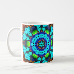 Psychedelic Hippie Flower Blue Orange and Green Coffee Mug