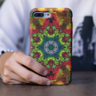 Psychedelic Hippie Flower Green Red and Orange iPhone 11 Case