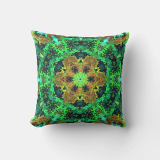 Psychedelic Hippie Flower Orange and Green Cushion