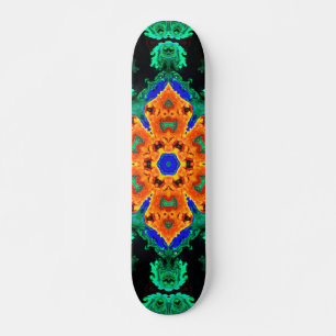 Psychedelic Hippie Flower Orange and Teal Skateboard