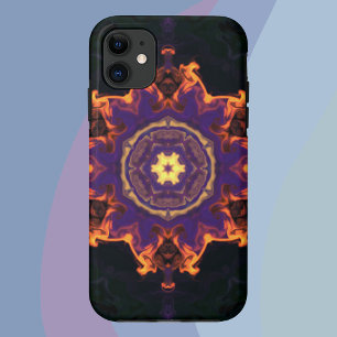 Psychedelic Hippie Flower Orange Purple and Black iPhone 11 Case