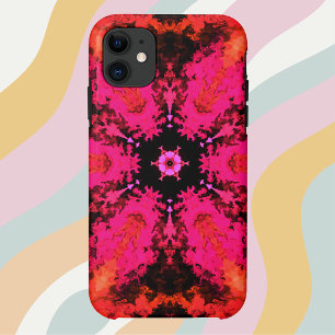 Psychedelic Hippie Flower Pink and Black iPhone 11 Case