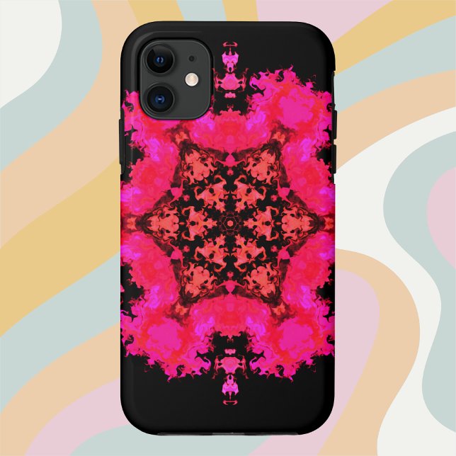 Psychedelic Hippie Flower Pink and Black Case-Mate iPhone Case (Creator Uploaded)