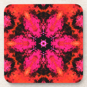 Psychedelic Hippie Flower Pink and Black Coaster