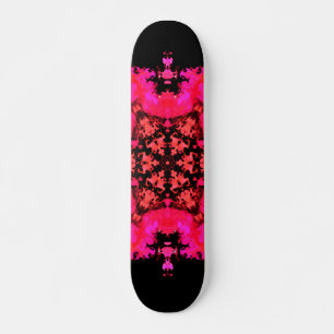 Psychedelic Hippie Flower Pink and Black Skateboard
