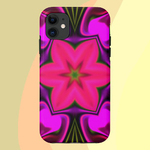 Psychedelic Hippie Flower Pink and Purple iPhone 11 Case