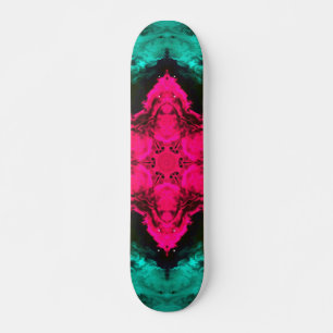 Psychedelic Hippie Flower Pink and Teal Skateboard