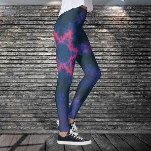 Psychedelic Hippie Flower Pink Purple and Blue Leggings