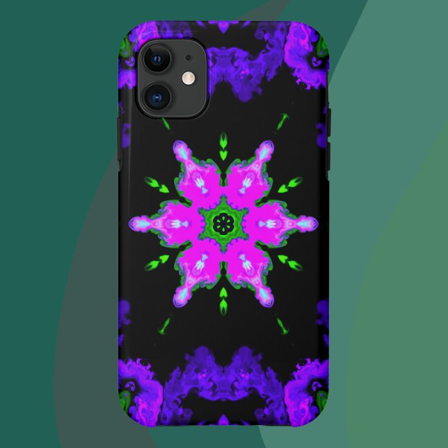 Psychedelic Hippie Flower Pink Purple and Green Case-Mate iPhone Case (Creator Uploaded)