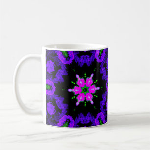 Psychedelic Hippie Flower Pink Purple and Green Coffee Mug