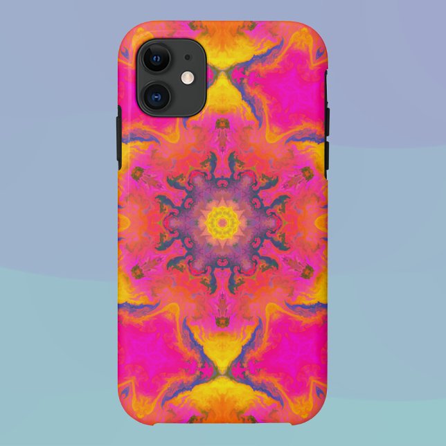 Psychedelic Hippie Flower Pink Purple and Yellow Case-Mate iPhone Case (Creator Uploaded)