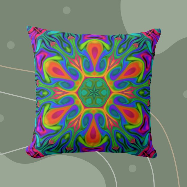 Psychedelic Hippie Flower Rainbow Cushion (Creator Uploaded)