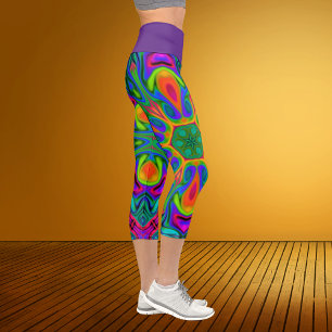 Psychedelic Hippie Flower Rainbow Leggings