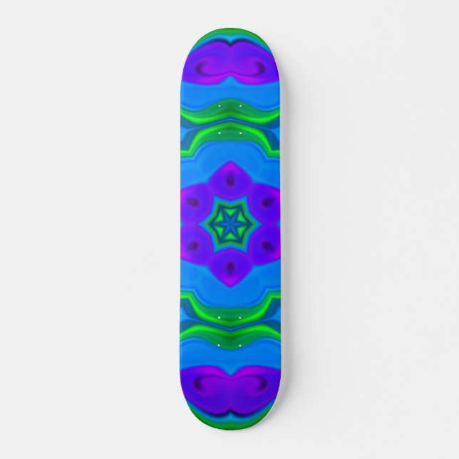 Psychedelic Hippie Flower Rainbow Skateboard (Front)