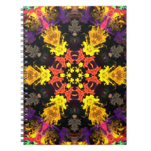Psychedelic Hippie Flower Red Yellow and Purple Notebook