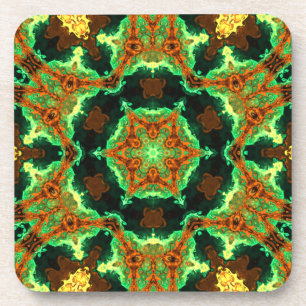 Psychedelic Hippie Green and Orange Coaster