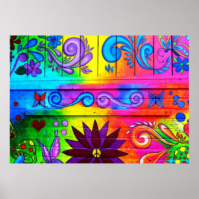 psychedelic hippie mural poster (Front)