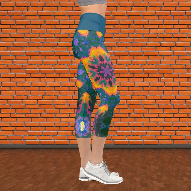 Psychedelic Hippie Orange Blue and Green Leggings (Creator Uploaded)