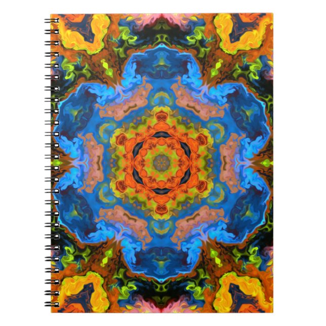 Psychedelic Hippie Orange Blue and Green Notebook (Front)
