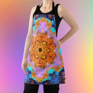 Psychedelic Hippie Orange Blue and Yellow Apron