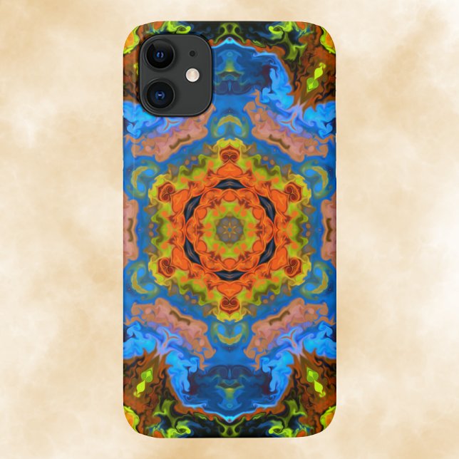 Psychedelic Hippie Orange Blue and Yellow Case-Mate iPhone Case (Creator Uploaded)