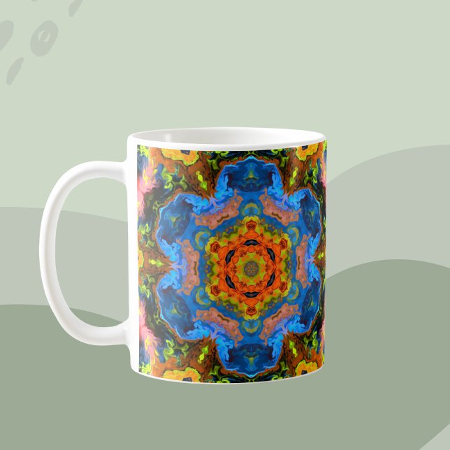 Psychedelic Hippie Orange Blue and Yellow Coffee Mug (Creator Uploaded)