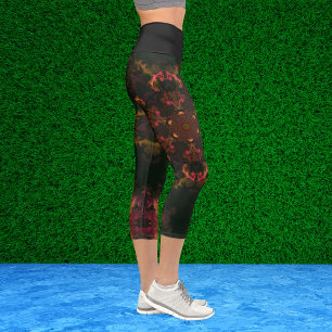 Psychedelic Hippie Orange Yellow and Black Legging