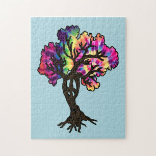 Psychedelic Hippie Peace Tree Jigsaw Puzzle