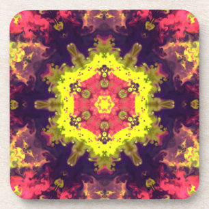 Psychedelic Hippie Pink Purple and Yellow Coaster