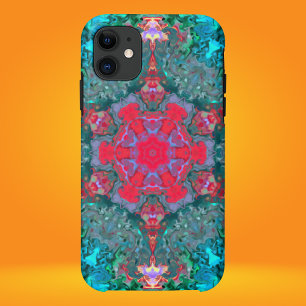 Psychedelic Hippie Pink Teal and Blue iPhone 11 Case