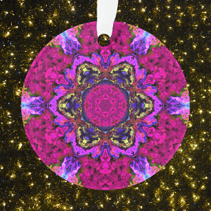 Psychedelic Hippie Pink Yellow and Orange Ornament