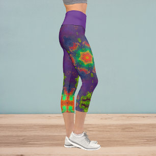 Psychedelic Hippie Purple Green and Orange Legging