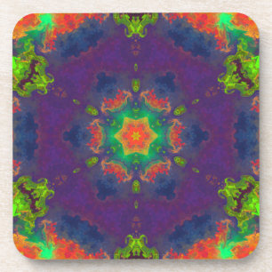 Psychedelic Hippie Purple Orange and Green Coaster