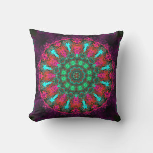 Psychedelic Hippie Purple Pink and Teal Cushion
