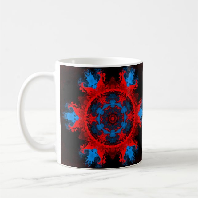 Psychedelic Hippie Red and Blue Coffee Mug (Left)