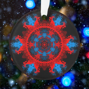 Psychedelic Hippie Red and Blue Ornament