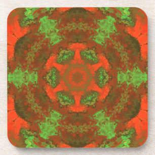 Psychedelic Hippie Red and Green Coaster