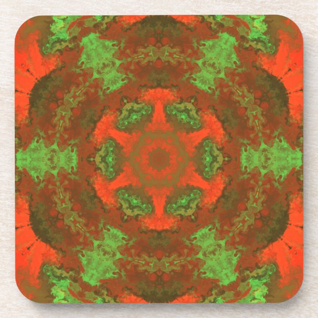 Psychedelic Hippie Red and Green Coaster (Front)