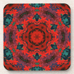 Psychedelic Hippie Red and Teal Coaster