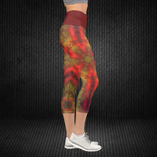 Psychedelic Hippie Red and Yellow Leggings