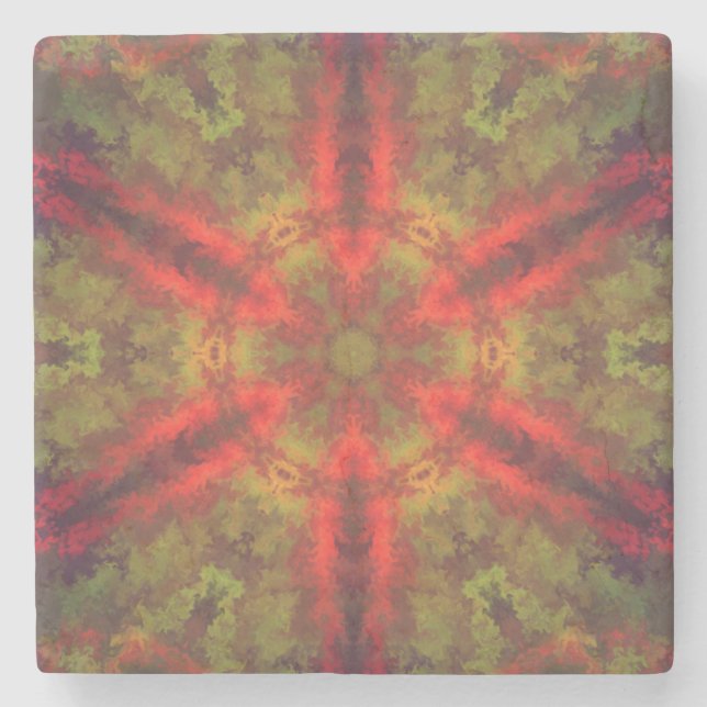Psychedelic Hippie Red and Yellow Stone Coaster (Front)
