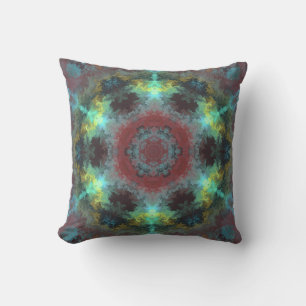 Psychedelic Hippie Red Blue and Yellow Cushion