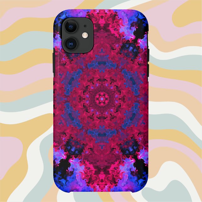 Psychedelic Hippie Red Pink and Blue Case-Mate iPhone Case (Creator Uploaded)