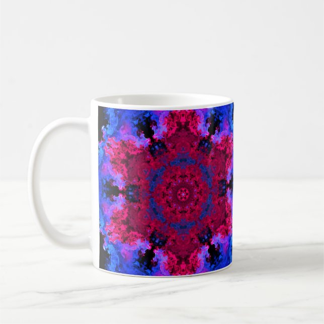 Psychedelic Hippie Red Pink and Blue Coffee Mug (Left)