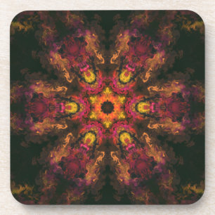 Psychedelic Hippie Red Yellow and Orange Coaster