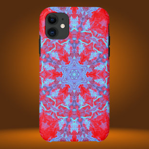 Psychedelic Hippie Snowflake Blue and Red iPhone 11 Case
