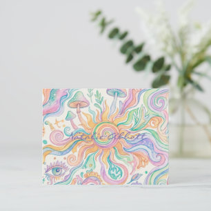 Psychedelic Hippie Soft Watercolor Postcard