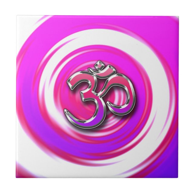 Psychedelic Hippie Style Yoga Symbol Tile (Front)