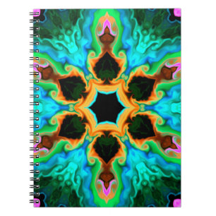 Psychedelic Hippie Teal Orange and Black Notebook
