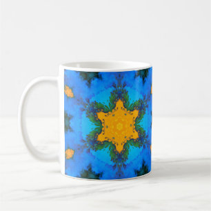 Psychedelic Hippie Yellow and Blue Coffee Mug